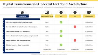 Digital Transformation Checklist For Cloud Architecture