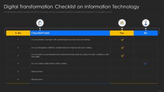 Digital Transformation Checklist on Information Technology