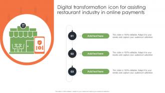 Digital Transformation Icon For Assisting Restaurant Industry In Online Payments