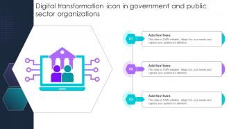 Digital Transformation Icon In Government And Public Sector Organizations Ppt Powerpoint
