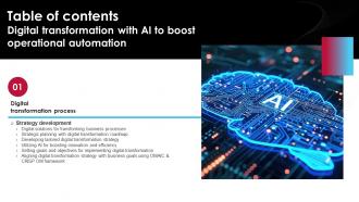 Digital Transformation With Ai To Boost Operational Automation Table Of Contents DT SS