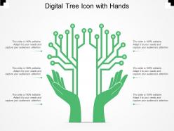Digital tree icon with hands