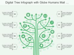 Digital tree infograph with globe humans mail and chat image