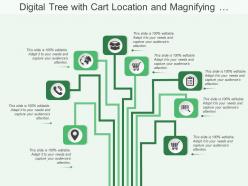Digital tree with cart location and magnifying glass image