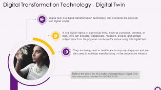 Digital Twin In Digital Transformation Technologies Training Ppt