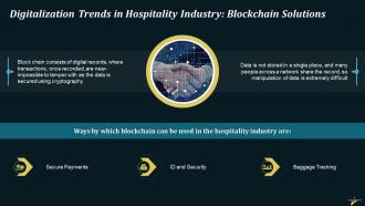 Digitalization Trends In Hospitality Industry Blockchain Solutions Training Ppt