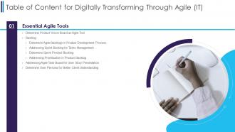 Digitally Transforming Through Agile It Table Of Content Ppt Portrait