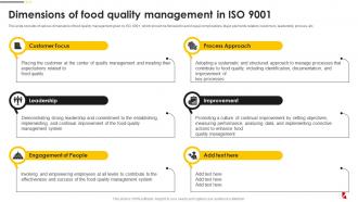 Dimensions Of Food Quality Management In ISO Food Quality And Safety Management Guide