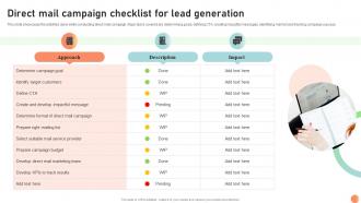 Direct Mail Campaign Checklist Broadcasting Strategy To Reach Target Audience Strategy SS V