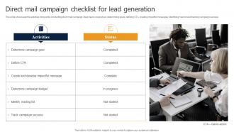 Direct Mail Campaign Checklist For Lead Generation Methods To Implement Traditional