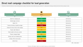Direct Mail Campaign Checklist For Lead Generation Referral Marketing Plan To Increase Brand Strategy SS V