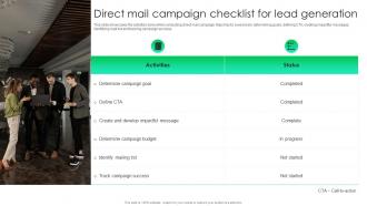 Direct Mail Campaign Checklist For Lead Generation Traditional Marketing Guide To Engage Potential Audience