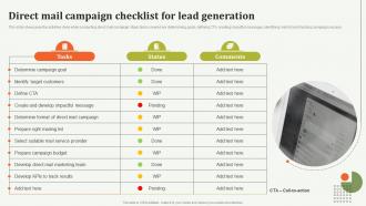 Direct Mail Campaign Checklist For Lead Offline Marketing Guide To Increase Strategy SS