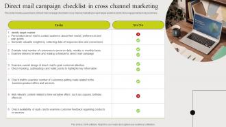 Direct Mail Campaign Checklist In Cross Channel Marketing