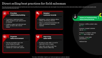 Direct Selling Best Practices For Field Salesman Strategic Guide For Field Marketing MKT SS