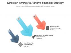 Direction arrows to achieve financial strategy