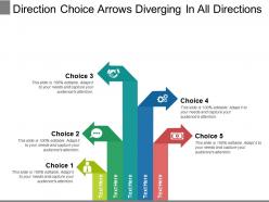 Direction choice arrows diverging in all directions