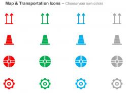 Directional arrows traffic cones gear ppt icons graphics