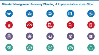 Disaster management recovery planning and implementation icons slide