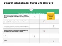 Disaster management status checklist frequency ppt powerpoint presentation