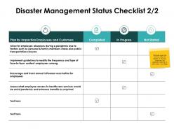 Disaster management status checklist impaction employees ppt slides