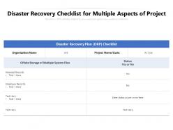 Disaster recovery checklist for multiple aspects of project