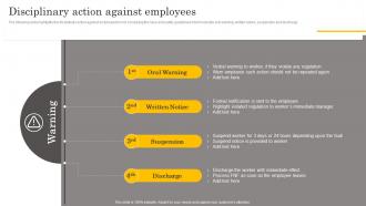 Disciplinary Action Against Employees Manual For Occupational Health And Safety