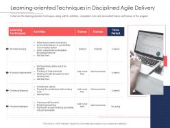 Disciplined agile delivery roles learning oriented techniques in disciplined agile delivery ppt grid
