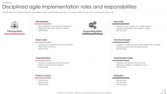 Disciplined Agile Implementation Roles And Responsibilities
