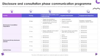 Disclosure And Consultation Phase Communication Programme Event Communication