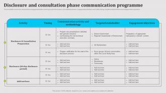 Disclosure And Consultation Phase Communication Programme Public Relations Strategy SS V