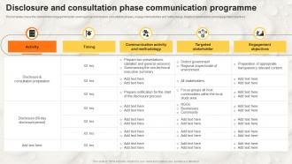 Disclosure And Consultation Phase Communication Programme Stakeholder Communication Strategy SS V