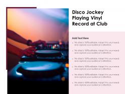 Disco jockey playing vinyl record at club