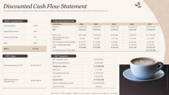 Discounted Cash Flow Statement Cafe Business Plan BP SS
