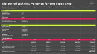Discounted Cash Flow Valuation For Auto Repair Shop Business Plan BP SS