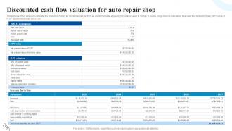 Discounted Cash Flow Valuation For Car Service Center Business Plan BP SS