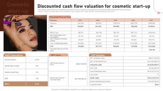 Discounted Cash Flow Valuation For Cosmetic Start Up Beauty Business Plan BP SS