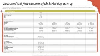 Discounted Cash Flow Valuation Of The Barber Shop Start Up Hairdressing Business Plan BP SS