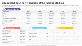 Discounted Cash Flow Valuation Of The Tutoring Business Plan BP SS