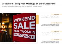 Discounted selling price message on store glass pane