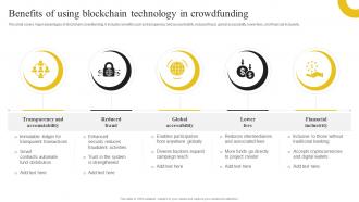 Discovering The Role Of Blockchain Benefits Of Using Blockchain Technology In Crowdfunding BCT SS