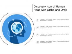 Discovery icon of human head with globe and orbit