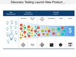 Discovery testing launch new product development table with icons