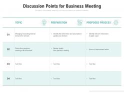 Discussion points for business meeting