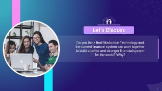 Discussion Question On Blockchain Applications In Finance Sector Training Ppt