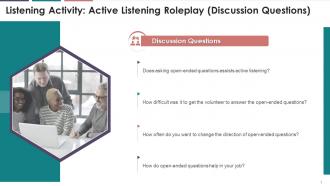 Discussion Questions For Active Listening Roleplay Activity Training Ppt