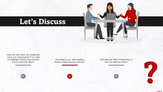 Discussion Questions For Business Leadership Training Ppt Editable Downloadable