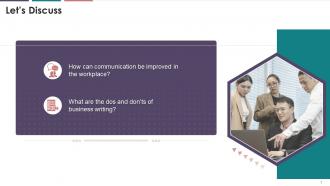 Discussion Questions For Written Business Communication Training Ppt