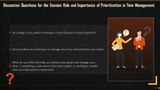 Discussion Questions On Time Management Training Ppt