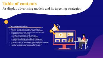 Display Advertising Models And Its Targeting Strategies Table Of Contents MKT SS V